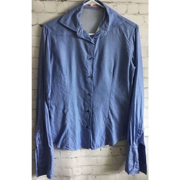 Tops - Kuhlman Womens 42 EU Small Button Up Shirt Blue French Cuff Italy EUC